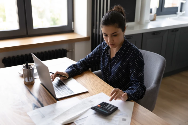 Woman working on a laptop